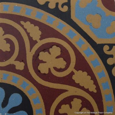 8m2 to 9m2 antique French ceramic encaustic floor with triple borders 