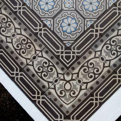 9m2 antique ceramic St. Ghislaine floor with triple border tiles