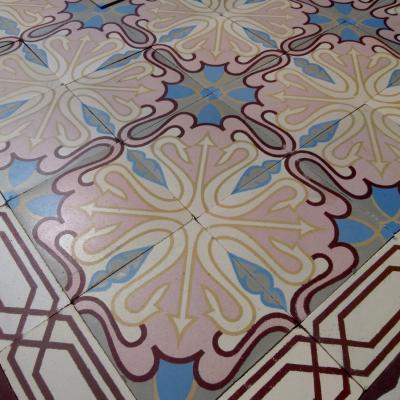 12m2 / 130 sq ft antique ceramic art nouveau floor with triple borders