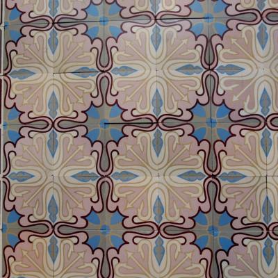 12m2 / 130 sq ft antique ceramic art nouveau floor with triple borders