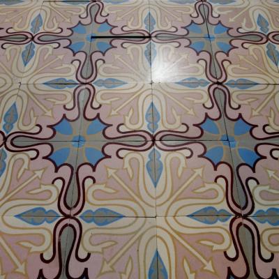 12m2 / 130 sq ft antique ceramic art nouveau floor with triple borders