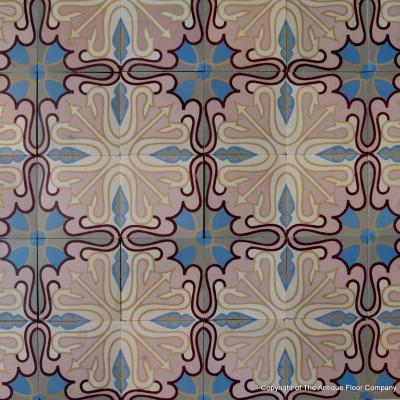 12m2 / 130 sq ft antique ceramic art nouveau floor with triple borders