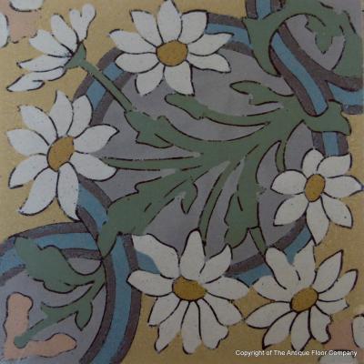 Rare - 19m2 - Antique ceramic Boch Freres floral themed floor with original borders