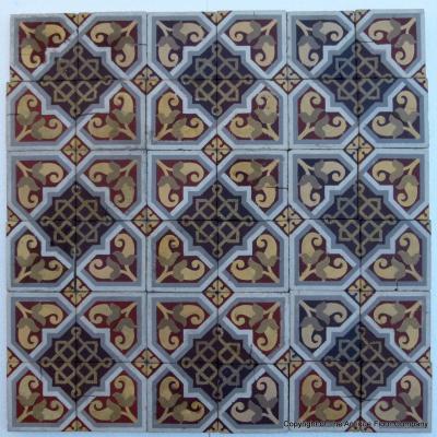 4.25m2 - Beautiful handmade Boch Freres ceramic floor tiles - late 19th Century