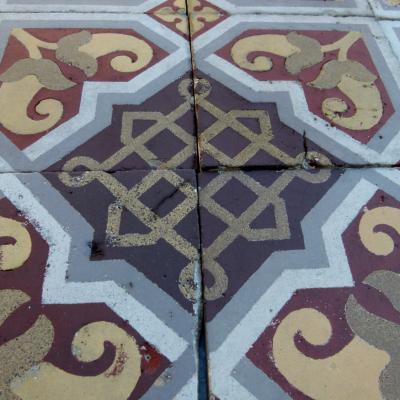 4.25m2 - Beautiful handmade Boch Freres ceramic floor tiles - late 19th Century