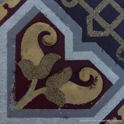 4.25m2 - Beautiful handmade Boch Freres ceramic floor tiles - late 19th Century