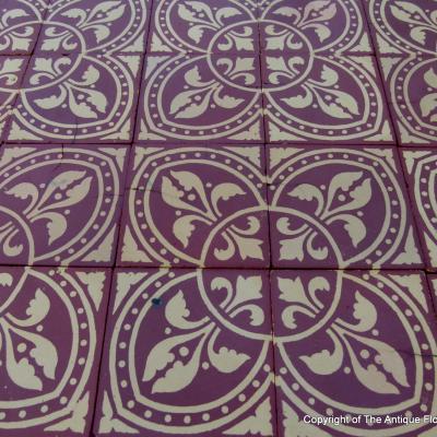 Small French Morialme ceramic floor - Neo-Gothic design and palette