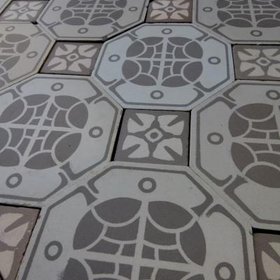 15.75m2 antique Villeroy and Boch octagon ceramic floor with cabochons - 1946 