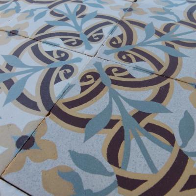 15.25m2 handmade Octave Colozier floral themed ceramic floor - c.1913