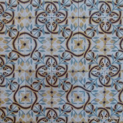 15.25m2 handmade Octave Colozier floral themed ceramic floor - c.1913