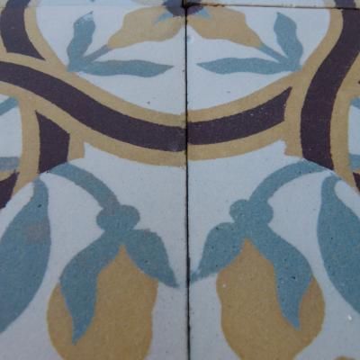 15.25m2 handmade Octave Colozier floral themed ceramic floor - c.1913