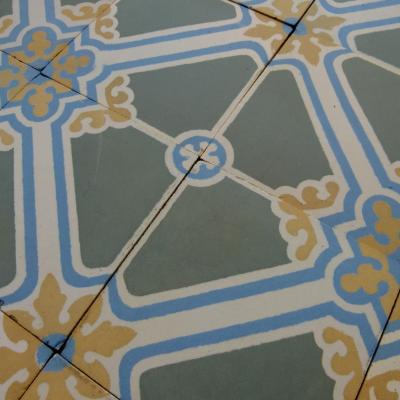 13.5m2 antique ceramic floor in a cool green palette