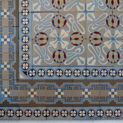 14.5m2 antique ceramic art nouveau floor c.1900-1925