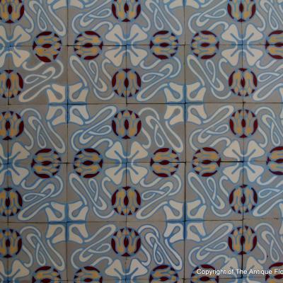 14.5m2 antique ceramic art nouveau floor c.1900-1925