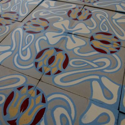 14.5m2 antique ceramic art nouveau floor c.1900-1925