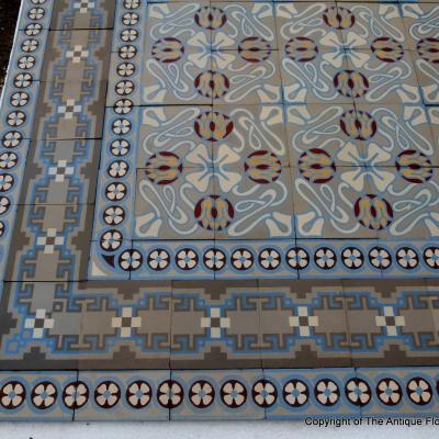 14.5m2 antique ceramic art nouveau floor c.1900-1925