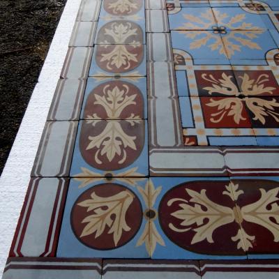 17m2 / 180 sq ft antique handmade Douvrin ceramic floor c.1905