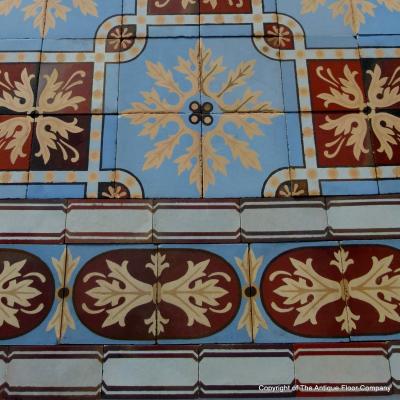 17m2 / 180 sq ft antique handmade Douvrin ceramic floor c.1905