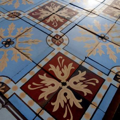 17m2 / 180 sq ft antique handmade Douvrin ceramic floor c.1905