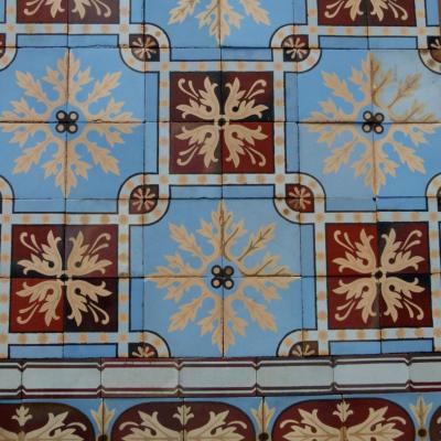 17m2 / 180 sq ft antique handmade Douvrin ceramic floor c.1905