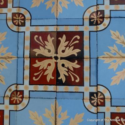 17m2 / 180 sq ft antique handmade Douvrin ceramic floor c.1905