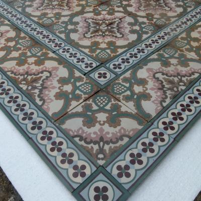 11.5m2 / 123 sq ft art nouveau ceramic floor with half size border