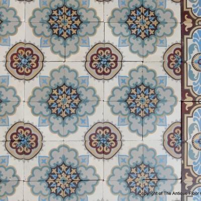 12m2 Antique French ceramic floor with original same size borders 