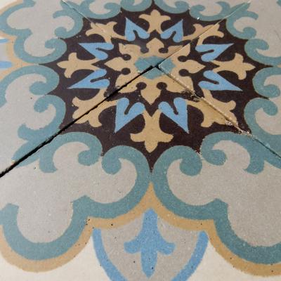 12m2 Antique French ceramic floor with original same size borders 