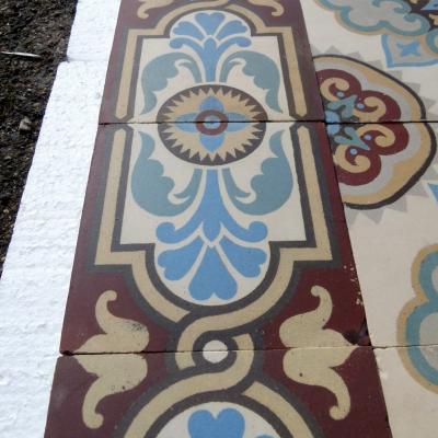 12m2 Antique French ceramic floor with original same size borders 