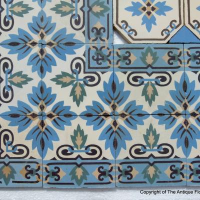 11.5m2 - Stunningly detailed Maufroid Freres et Soeur ceramic floor pre-1912