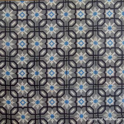 6.5m2 antique ceramic floor tiles in cool tones pre-1912