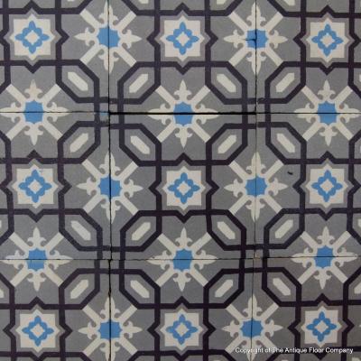 6.5m2 antique ceramic floor tiles in cool tones pre-1912