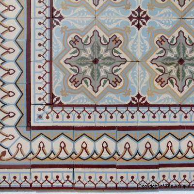 18.25m2 art nouveau French ceramic encaustic floor - early 20th century