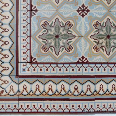 23.5m2 art nouveau French ceramic encaustic floor - early 20th century