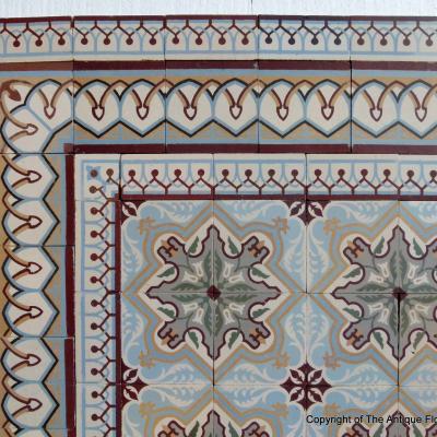 18.25m2 art nouveau French ceramic encaustic floor - early 20th century