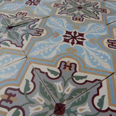 23.5m2 art nouveau French ceramic encaustic floor - early 20th century