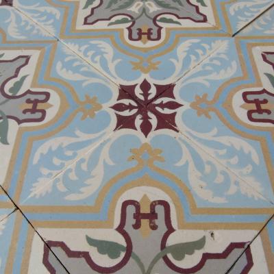 18.25m2 art nouveau French ceramic encaustic floor - early 20th century