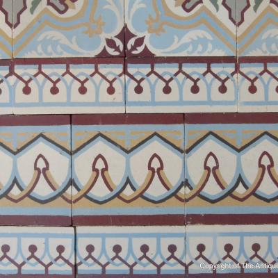 18.25m2 art nouveau French ceramic encaustic floor - early 20th century