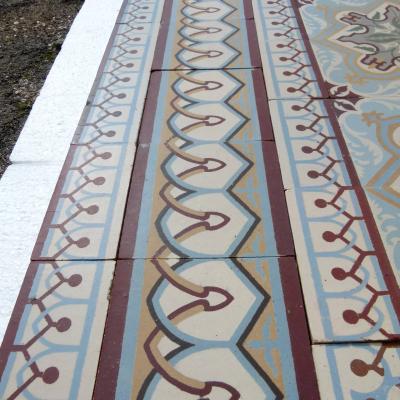 18.25m2 art nouveau French ceramic encaustic floor - early 20th century