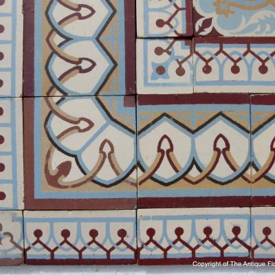 18.25m2 art nouveau French ceramic encaustic floor - early 20th century