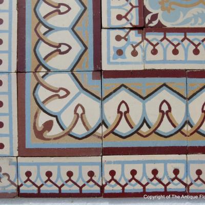 23.5m2 art nouveau French ceramic encaustic floor - early 20th century