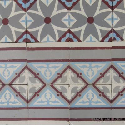 15.25m2+ / 165 sq ft Antique ceramic floor with double same size borders