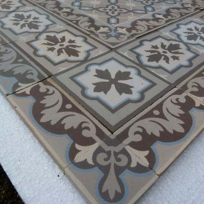 A large, 27.5m2+ classically geometric French ceramic floor with original triple borders