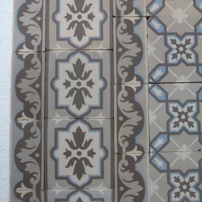 A large, 27.5m2+ classically geometric French ceramic floor with original triple borders