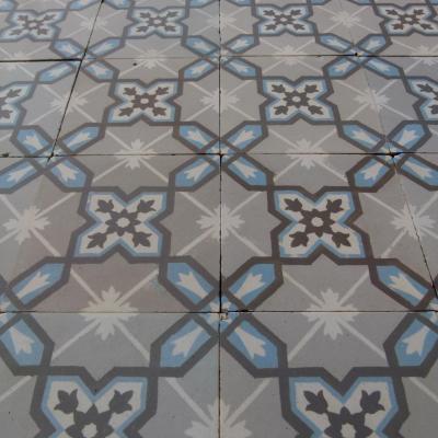 A large, 27.5m2+ classically geometric French ceramic floor with original triple borders