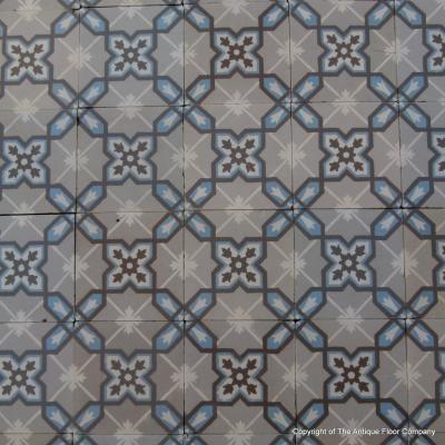 An 8.2m2+ antique ceramic floor with double and single borders