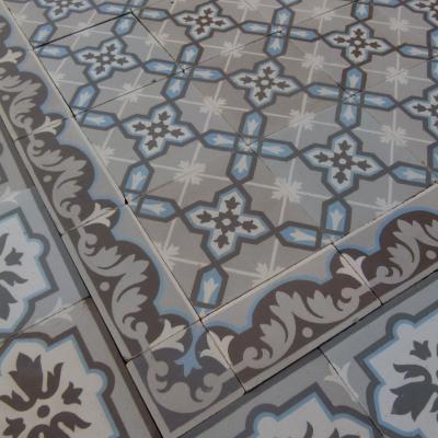 A large, 27.5m2+ classically geometric French ceramic floor with original triple borders