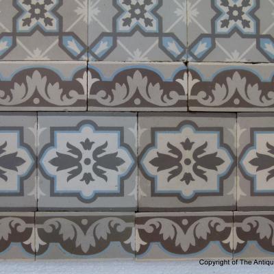 A large, 27.5m2+ classically geometric French ceramic floor with original triple borders