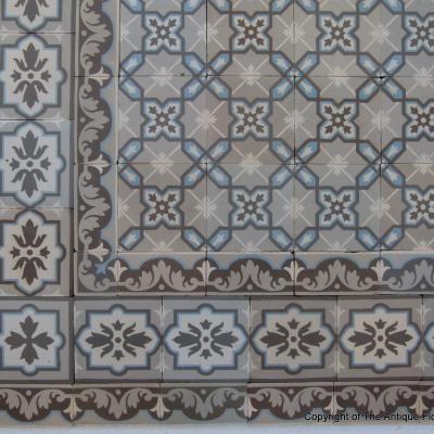 An 8.2m2+ antique ceramic floor with double and single borders