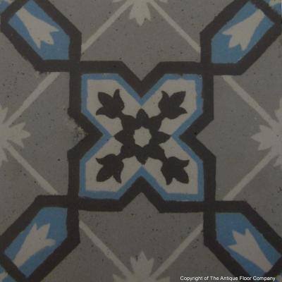 A large, 27.5m2+ classically geometric French ceramic floor with original triple borders